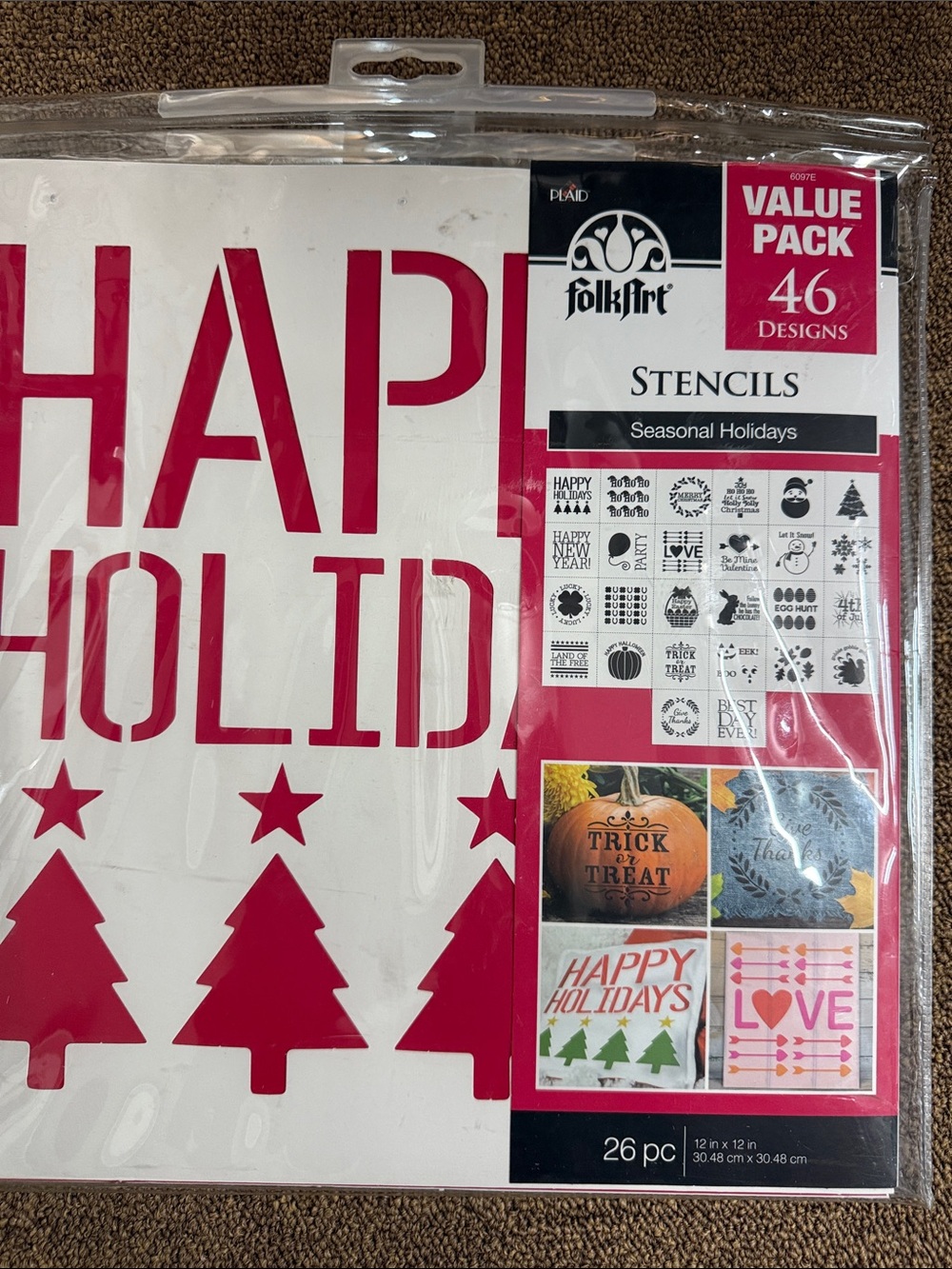 Folk Seasonal Holiday Stencil Set - Red and White